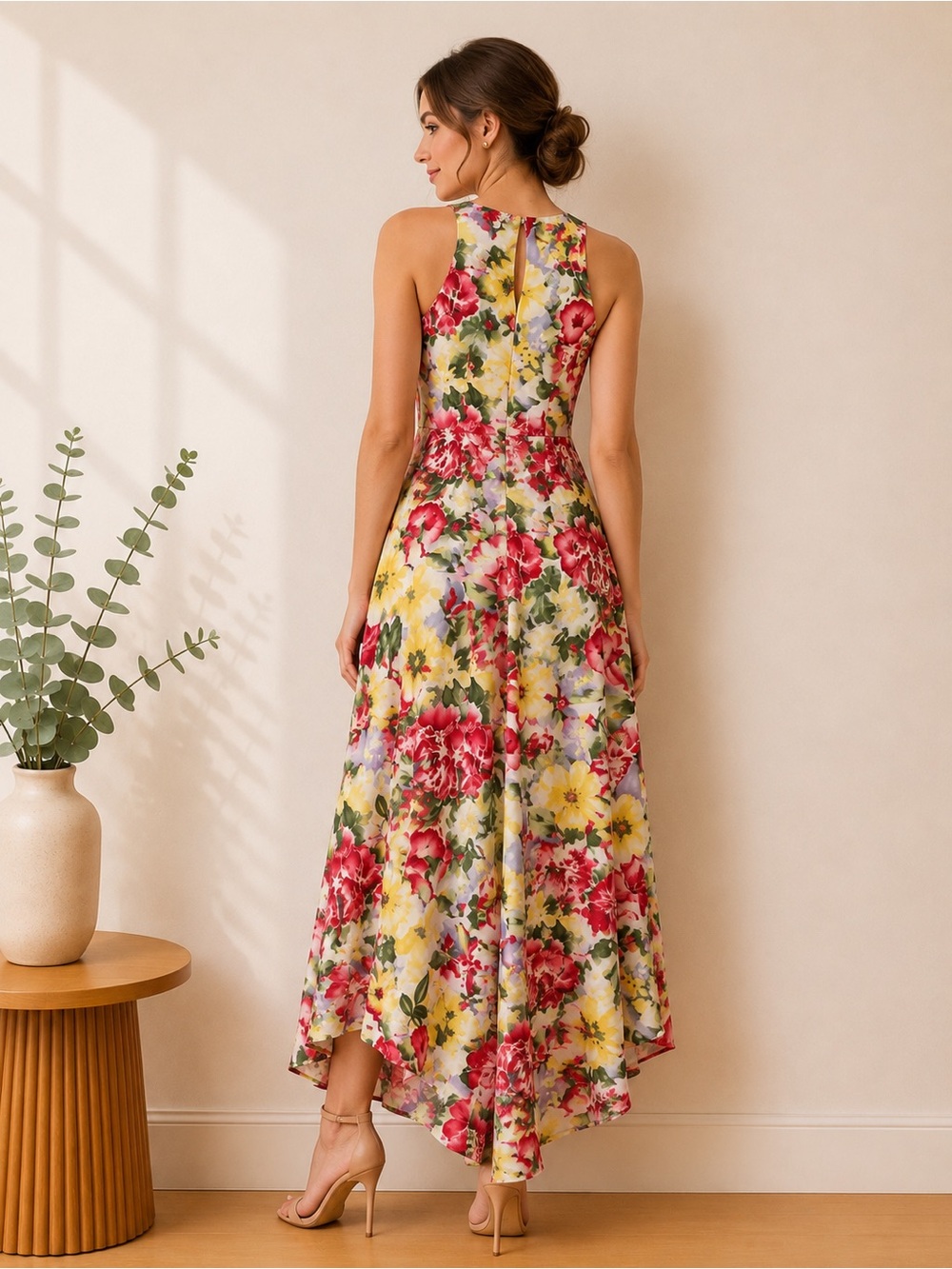 Petite Sophisticate Floral Midi Dress Petite Size 2 Sleeveless A-Line - Picture 2 of 5